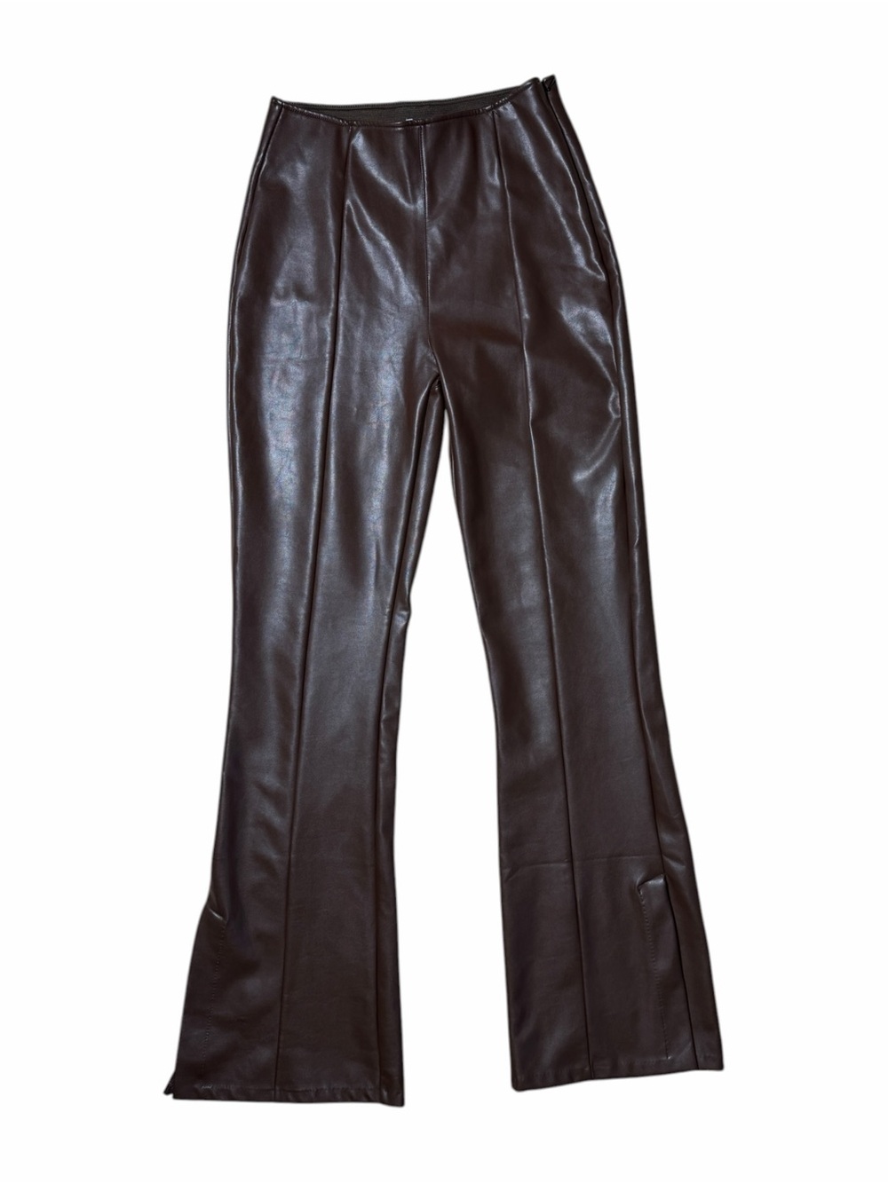 Abercrombie & Fitch Split Hem Brown Faux Leather Pants Womens S